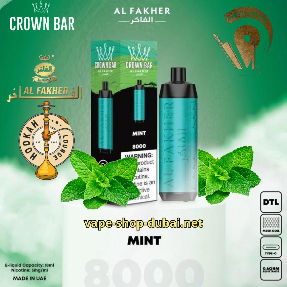 AL FAKHER CROWN BAR 8000 PUFFS MINT